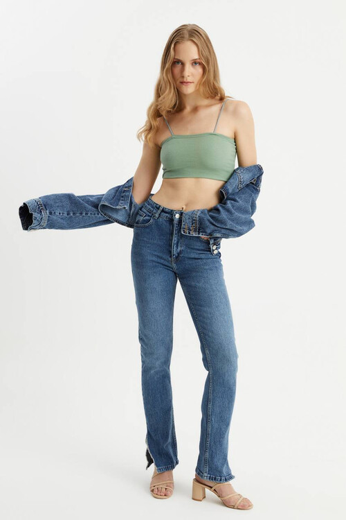 W1506 PAÇASI YIRTMAÇLI STRAIGHT FIT JEAN 