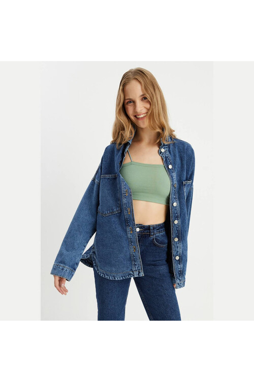 W1508 OVERSIZE KOT GÖMLEK 