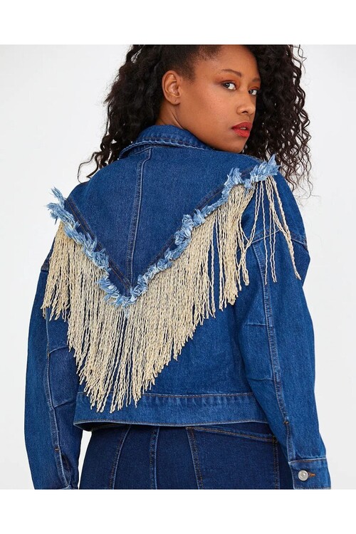 W1517 PÜSKÜLLÜ CROPPED DENIM JACKET
