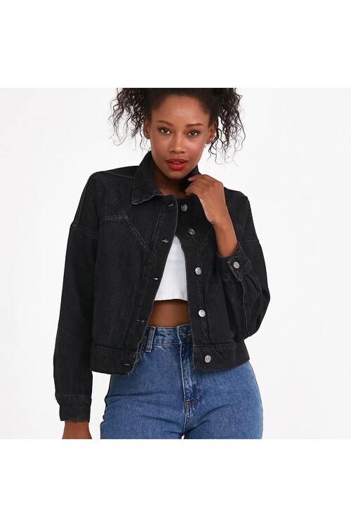 W1518 SİYAH KOT CEKET 