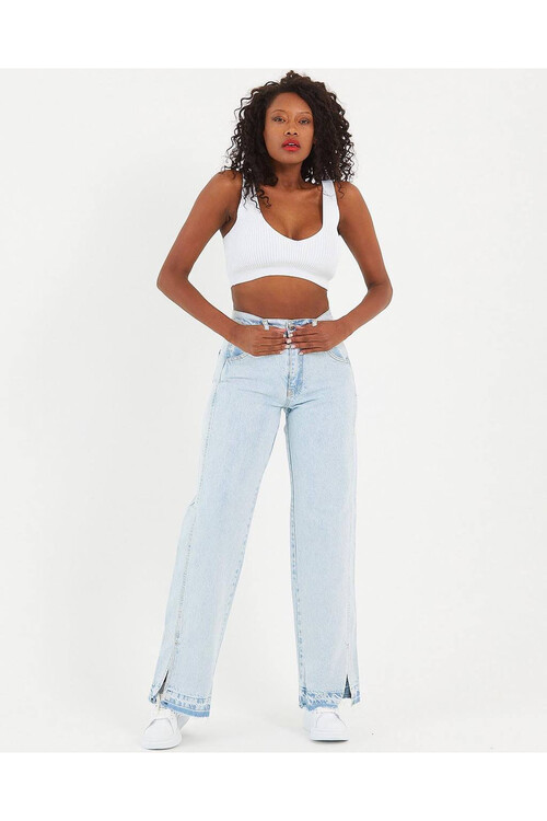 W1538 PAÇASI YIRTMAÇLI WIDE LEG JEAN