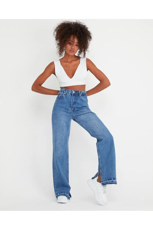 W1541 YÜKSEK BEL DISTRESSED FIT JEAN