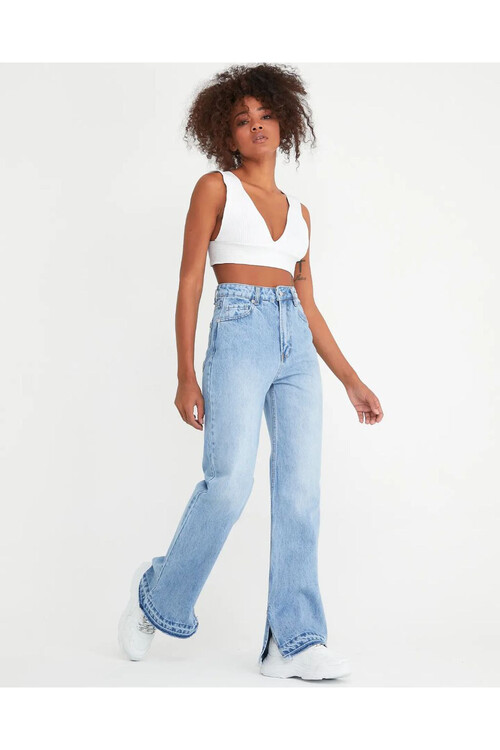 W1541 YÜKSEK BEL DISTRESSED FIT JEAN