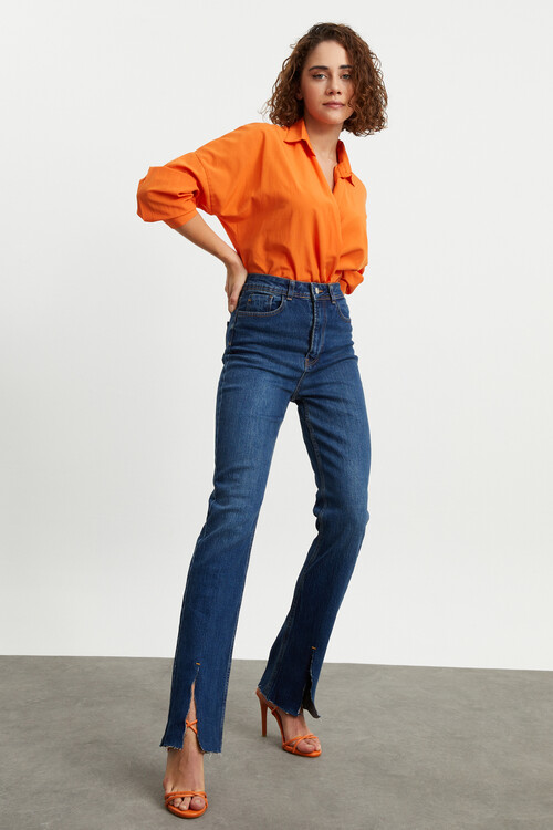 W1569 STRAIGHT FIT YÜKSEK BEL JEAN 