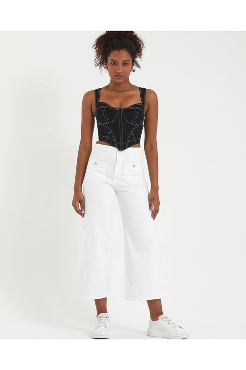 W1574 YÜKSEK BEL CROPPED JEAN 