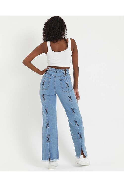 W1583 DISTRESSED BAĞCIKLI JEAN