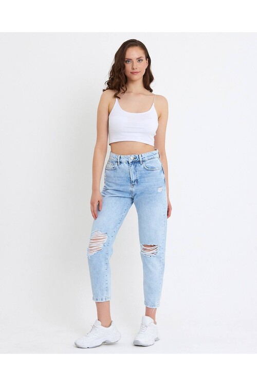 W1599 DİZİ YIRTIK MOM JEAN