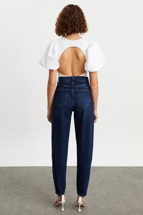 W1599 MAVİ MOM JEAN