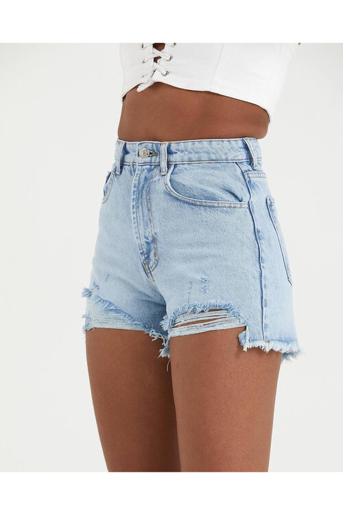 W1607 YIRTIK DENIM ŞORT 