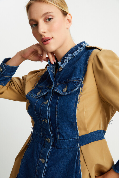 W1651 TRENÇ DETAYLI KOT CEKET