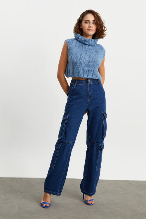 W1660 DİZ DETAYLI KARGO PANTOLON 