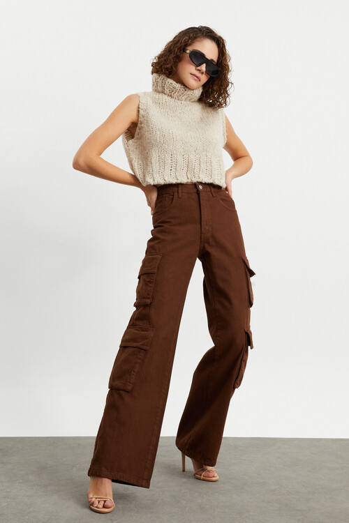 W1660 KAHVERENGİ KARGO PANTOLON 