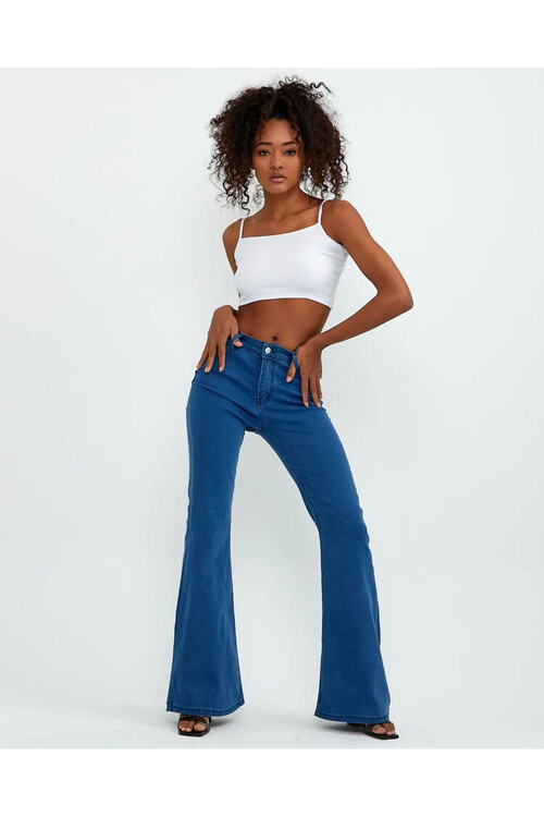 W737 ORTA BEL BUZ MAVİ İSPANYOL PAÇA JEAN 