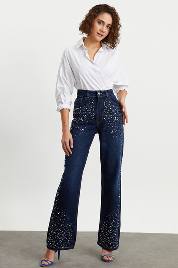 W1384 TAŞLI WIDE LEG JEAN