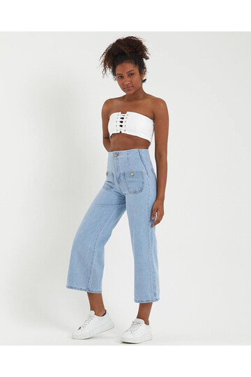 W1574 YÜKSEK BEL CROPPED JEAN 