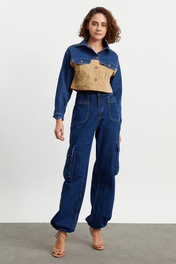 W1658 KEMERLİ PAÇASI LASTİKLİ KARGO PANTOLON 