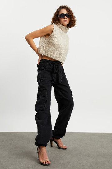 W1658 KEMERLİ PAÇASI LASTİKLİ KARGO PANTOLON 