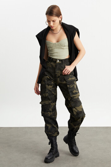 W1671 KAMUFLAJ KARGO PANTOLON